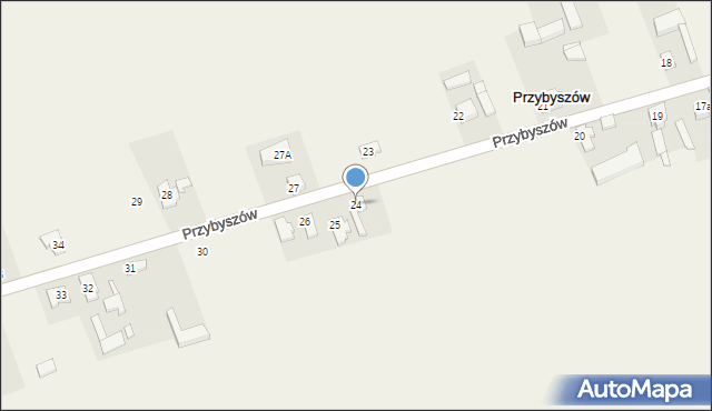 Przybyszów, Przybyszów, 24, mapa Przybyszów