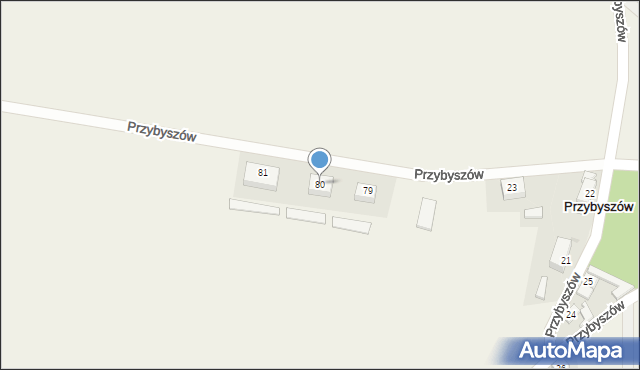 Przybyszów, Przybyszów, 80, mapa Przybyszów