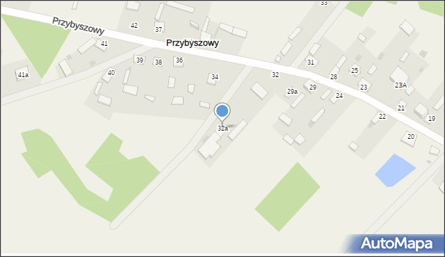 Przybyszowy, Przybyszowy, 32a, mapa Przybyszowy