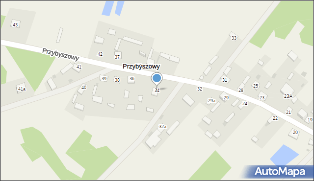 Przybyszowy, Przybyszowy, 34, mapa Przybyszowy