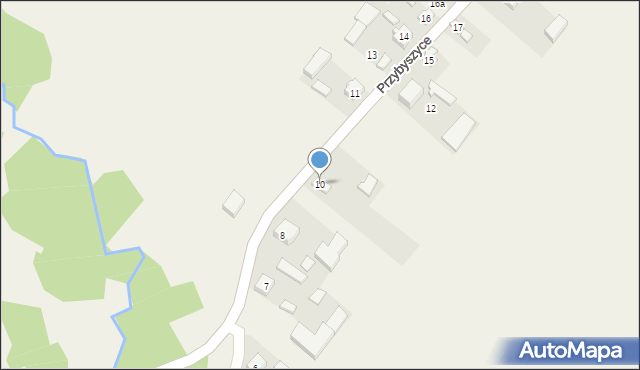 Przybyszyce, Przybyszyce, 10, mapa Przybyszyce
