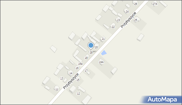 Przybyszyce, Przybyszyce, 19, mapa Przybyszyce