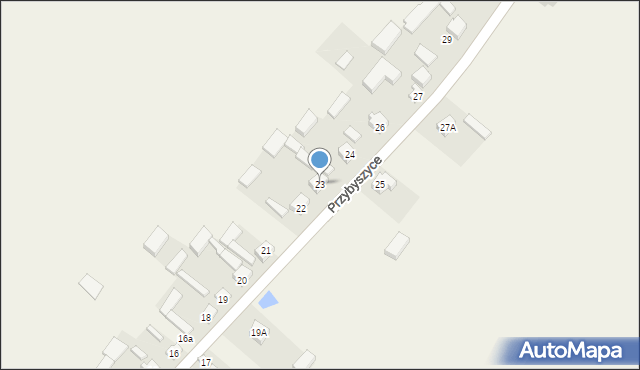Przybyszyce, Przybyszyce, 23, mapa Przybyszyce