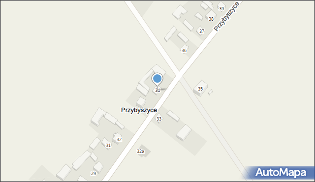 Przybyszyce, Przybyszyce, 34, mapa Przybyszyce
