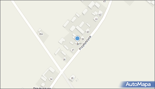 Przybyszyce, Przybyszyce, 38, mapa Przybyszyce