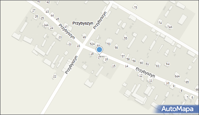 Przybyszyn, Przybyszyn, 17, mapa Przybyszyn