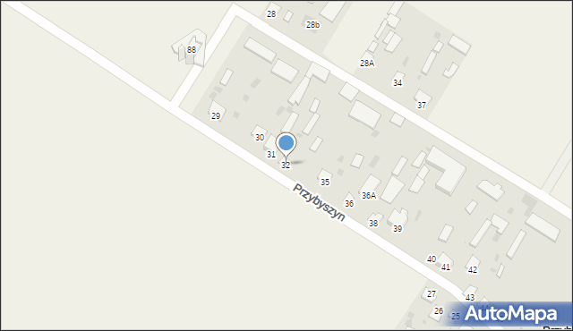 Przybyszyn, Przybyszyn, 32, mapa Przybyszyn