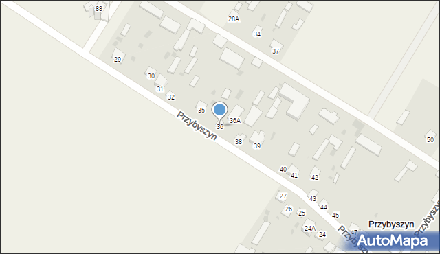 Przybyszyn, Przybyszyn, 36, mapa Przybyszyn