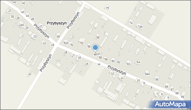 Przybyszyn, Przybyszyn, 57, mapa Przybyszyn