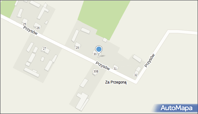 Przysów, Przysów, 30A, mapa Przysów
