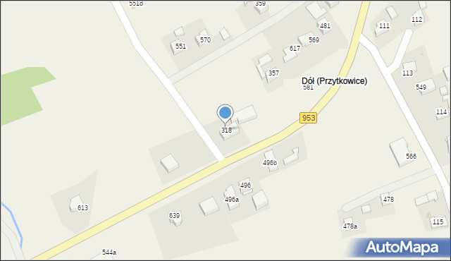 Przytkowice, Przytkowice, 318, mapa Przytkowice
