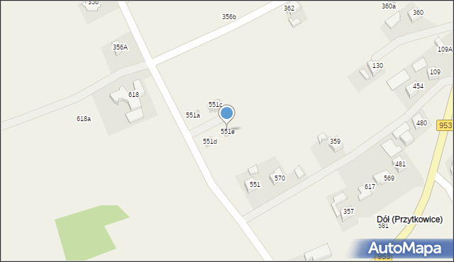 Przytkowice, Przytkowice, 551e, mapa Przytkowice