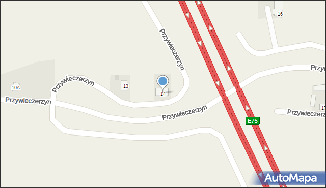 Przywieczerzyn, Przywieczerzyn, 14, mapa Przywieczerzyn