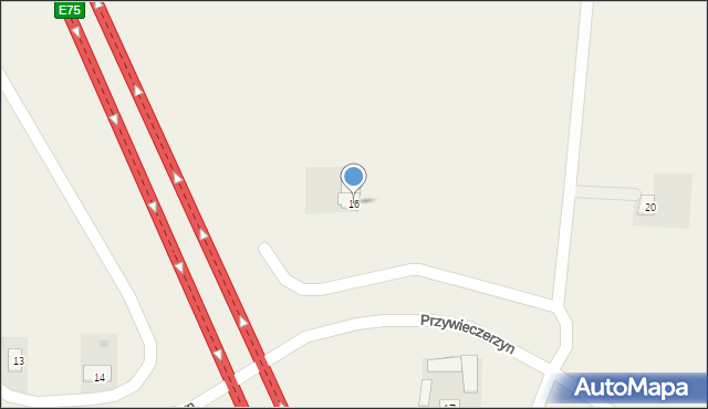 Przywieczerzyn, Przywieczerzyn, 16, mapa Przywieczerzyn