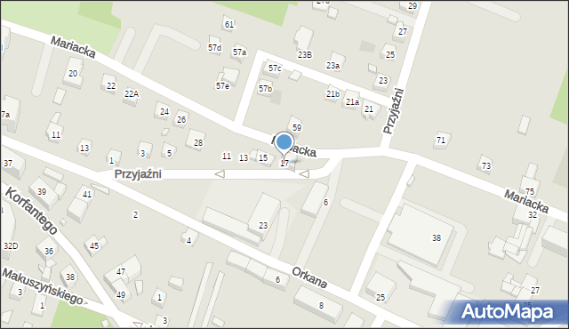 Radlin, Przyjaźni, 17, mapa Radlin