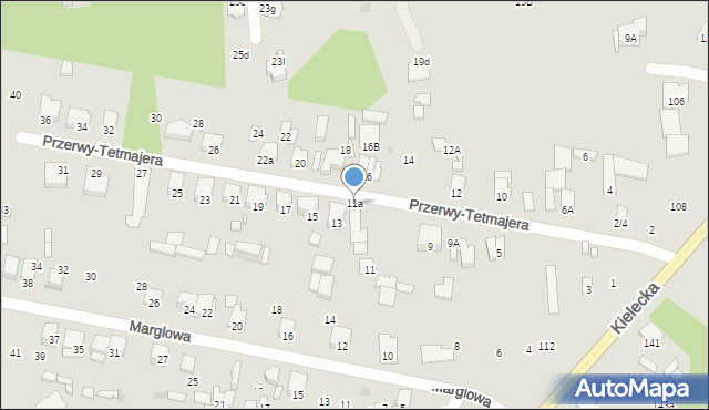 Radom, Przerwy-Tetmajera Kazimierza, 11a, mapa Radomia