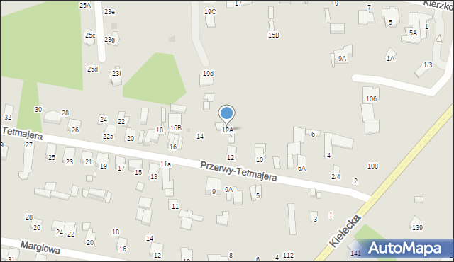 Radom, Przerwy-Tetmajera Kazimierza, 12A, mapa Radomia