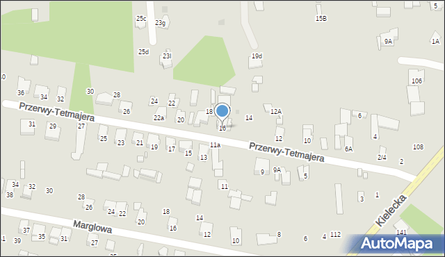 Radom, Przerwy-Tetmajera Kazimierza, 16, mapa Radomia
