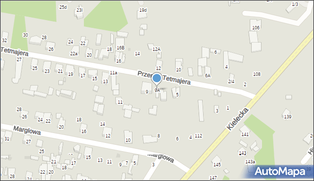 Radom, Przerwy-Tetmajera Kazimierza, 9A, mapa Radomia