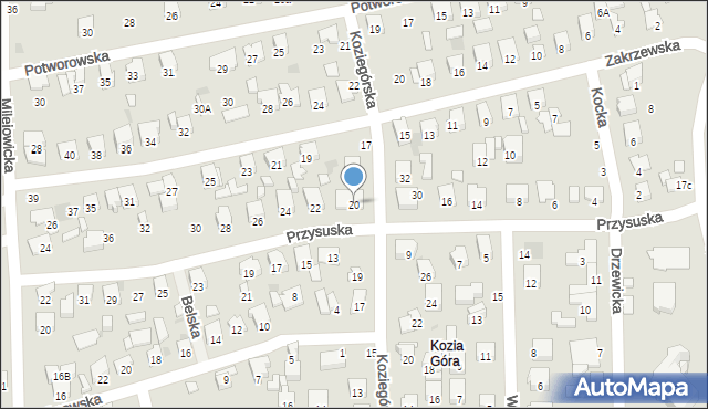 Radom, Przysuska, 20, mapa Radomia