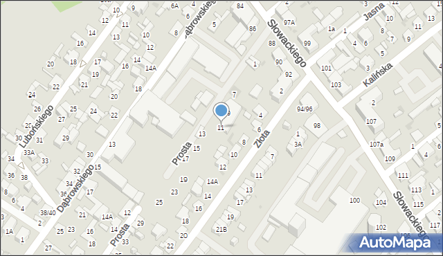 Radom, Prosta, 11, mapa Radomia