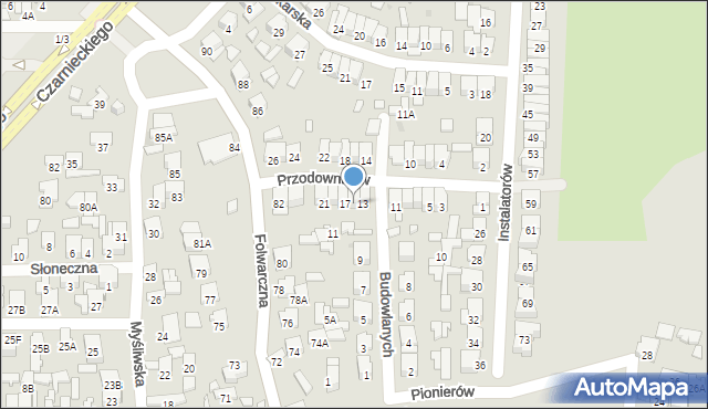 Radom, Przodowników, 15, mapa Radomia