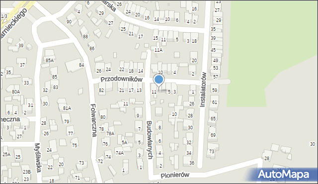 Radom, Przodowników, 9, mapa Radomia