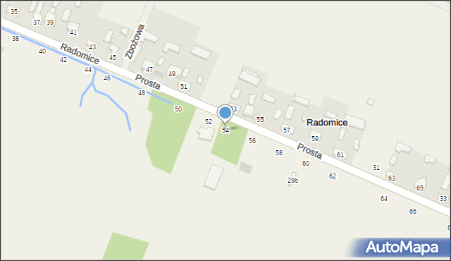 Radomice, Prosta, 54, mapa Radomice