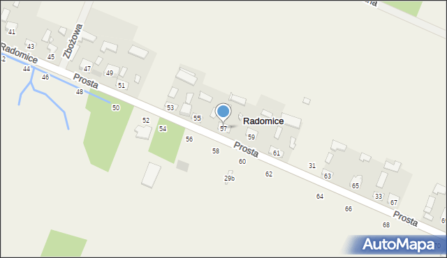 Radomice, Prosta, 57, mapa Radomice