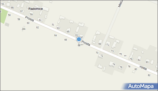 Radomice, Prosta, 68, mapa Radomice