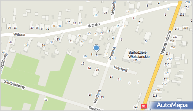 Radomsko, Predera Bronisława, ks., 6, mapa Radomsko