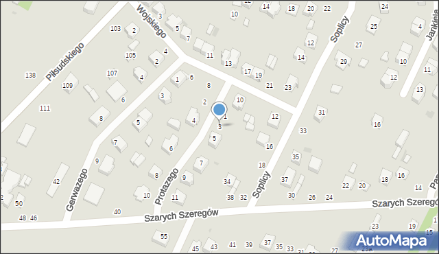 Radomsko, Protazego, 3, mapa Radomsko