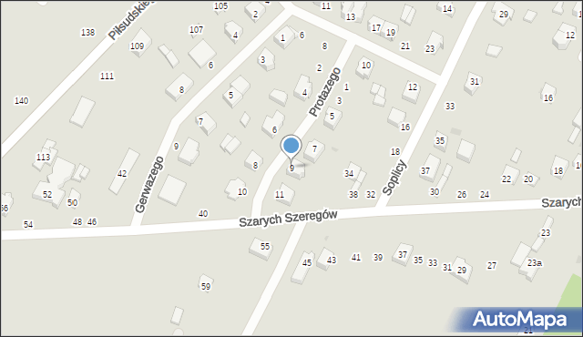 Radomsko, Protazego, 9, mapa Radomsko