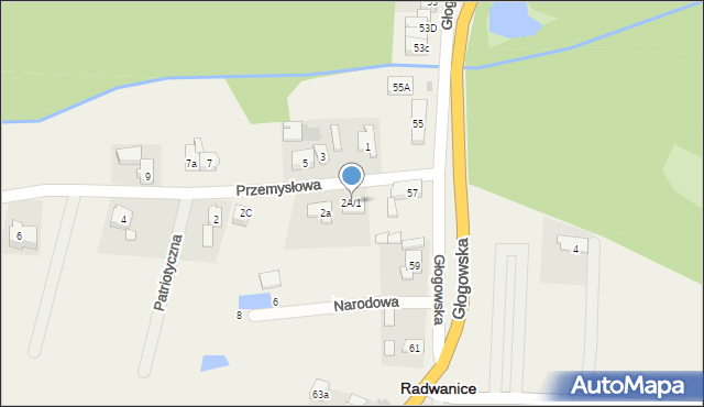 Radwanice, Przemysłowa, 2A/1, mapa Radwanice