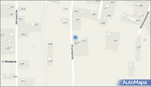 Radziechowy, Promienna, 313, mapa Radziechowy