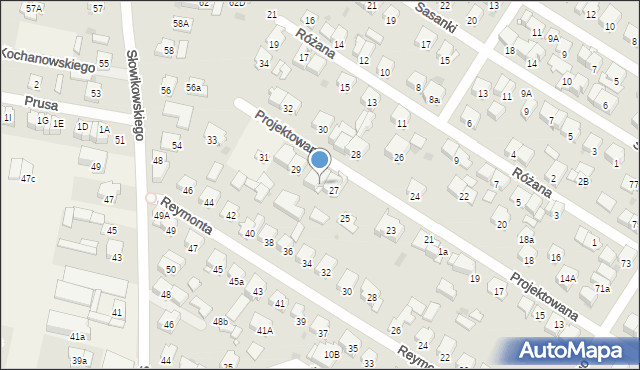 Raszyn, Projektowana, 27a, mapa Raszyn