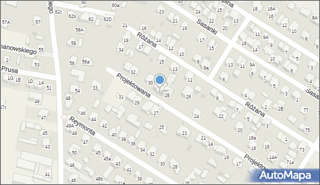 Raszyn, Projektowana, 28a, mapa Raszyn