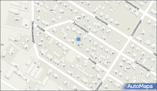 Raszyn, Prosta, 26, mapa Raszyn