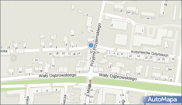 Rawicz, Przyjmy Przyjemskiego, 3A, mapa Rawicz