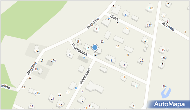 Rębiechowo, Promienna, 14, mapa Rębiechowo