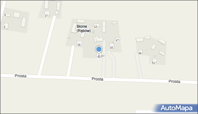 Rębów, Prosta, 41, mapa Rębów