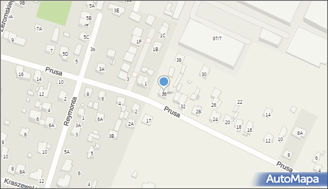 Reguły, Prusa Bolesława, 36, mapa Reguły
