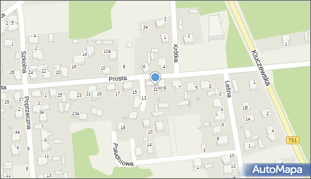 Rodaki, Prosta, 11, mapa Rodaki