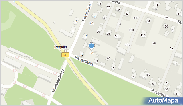 Rogalin, Prezydialna, 1A, mapa Rogalin