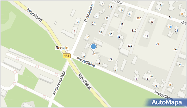 Rogalin, Prezydialna, 1A, mapa Rogalin