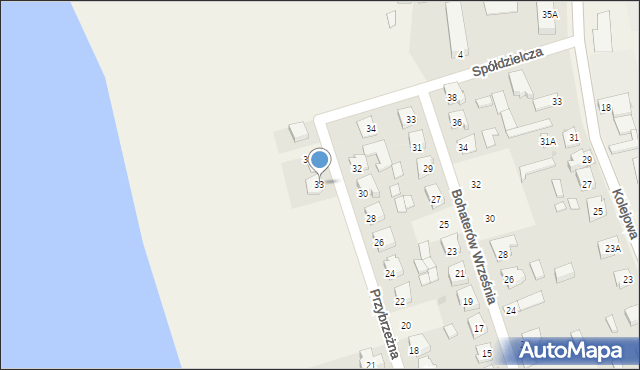Rogowo, Przybrzeżna, 33, mapa Rogowo