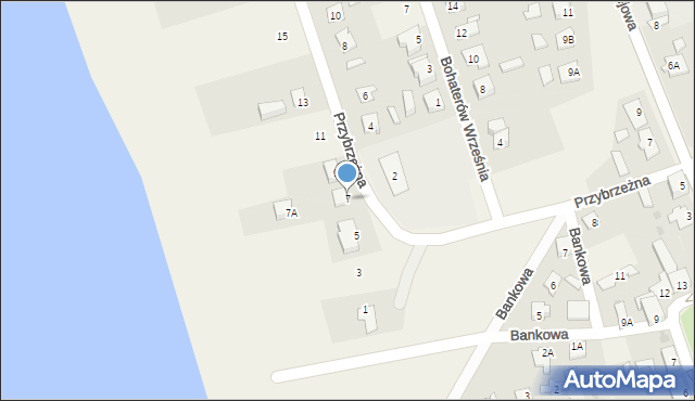 Rogowo, Przybrzeżna, 7, mapa Rogowo