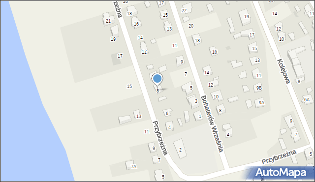 Rogowo, Przybrzeżna, 8, mapa Rogowo