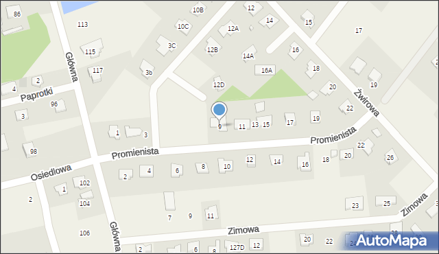 Rusiec, Promienista, 9, mapa Rusiec