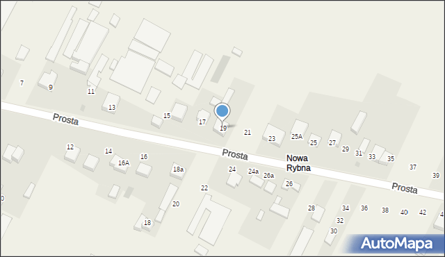 Rybna, Prosta, 19, mapa Rybna